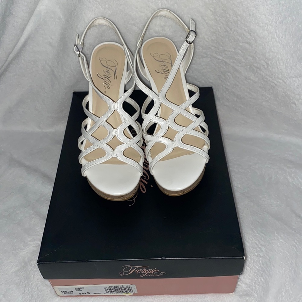 Fergie Women’s White Strappy Wedges (8.5)